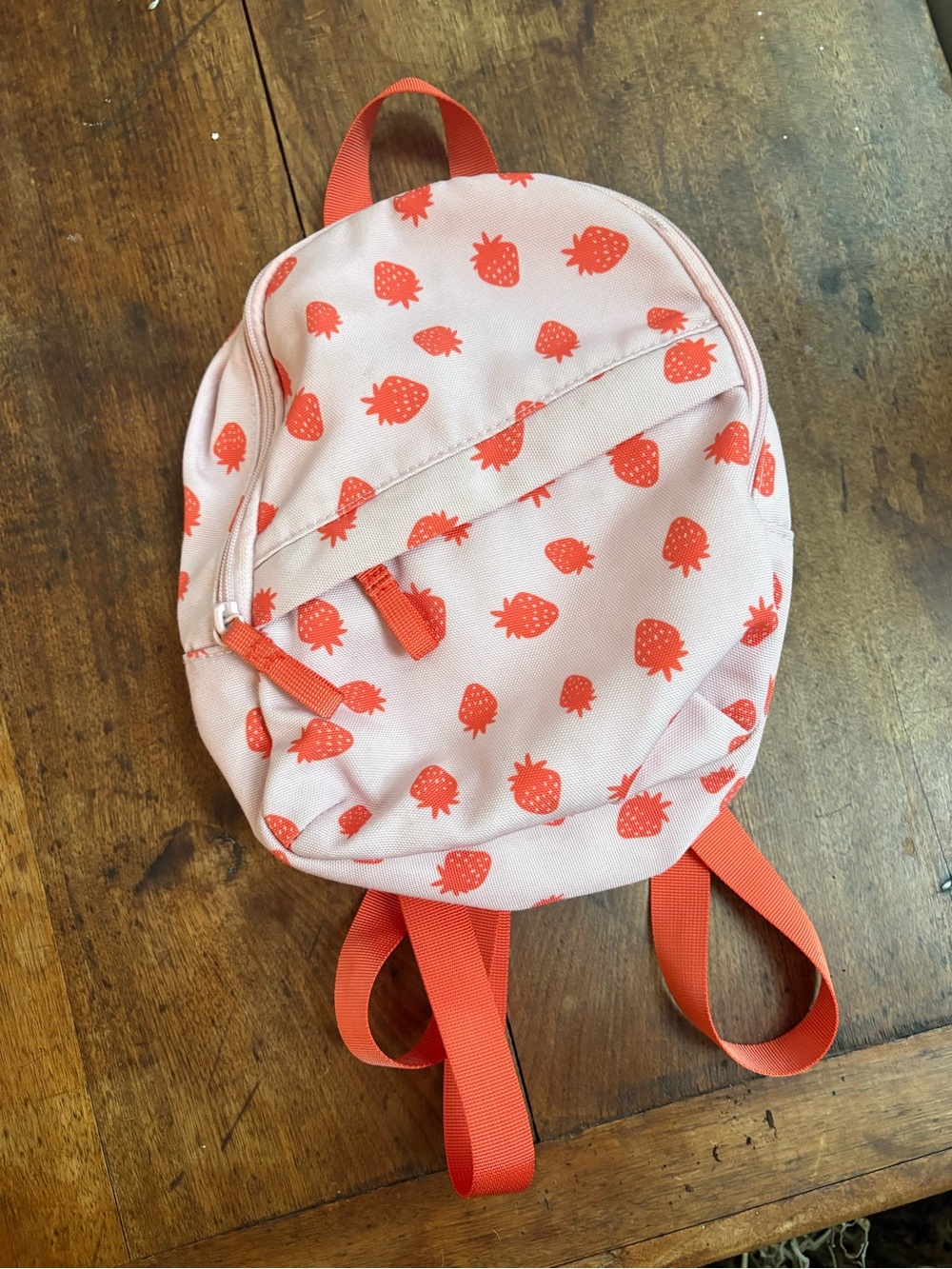 Kids Strawberry Print Mini Backpack - Pink & Coral